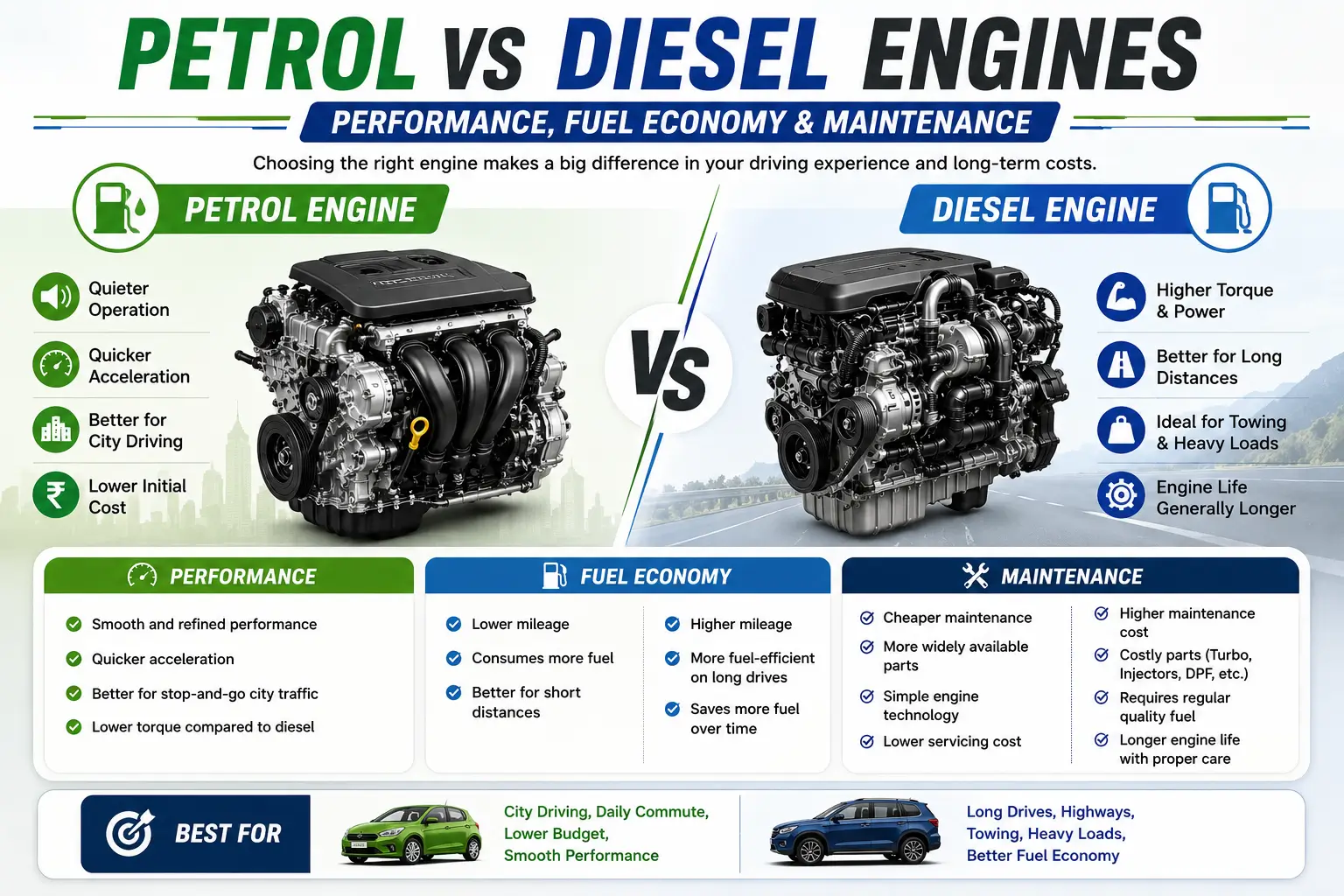 Petrol vs Diesel Engines: